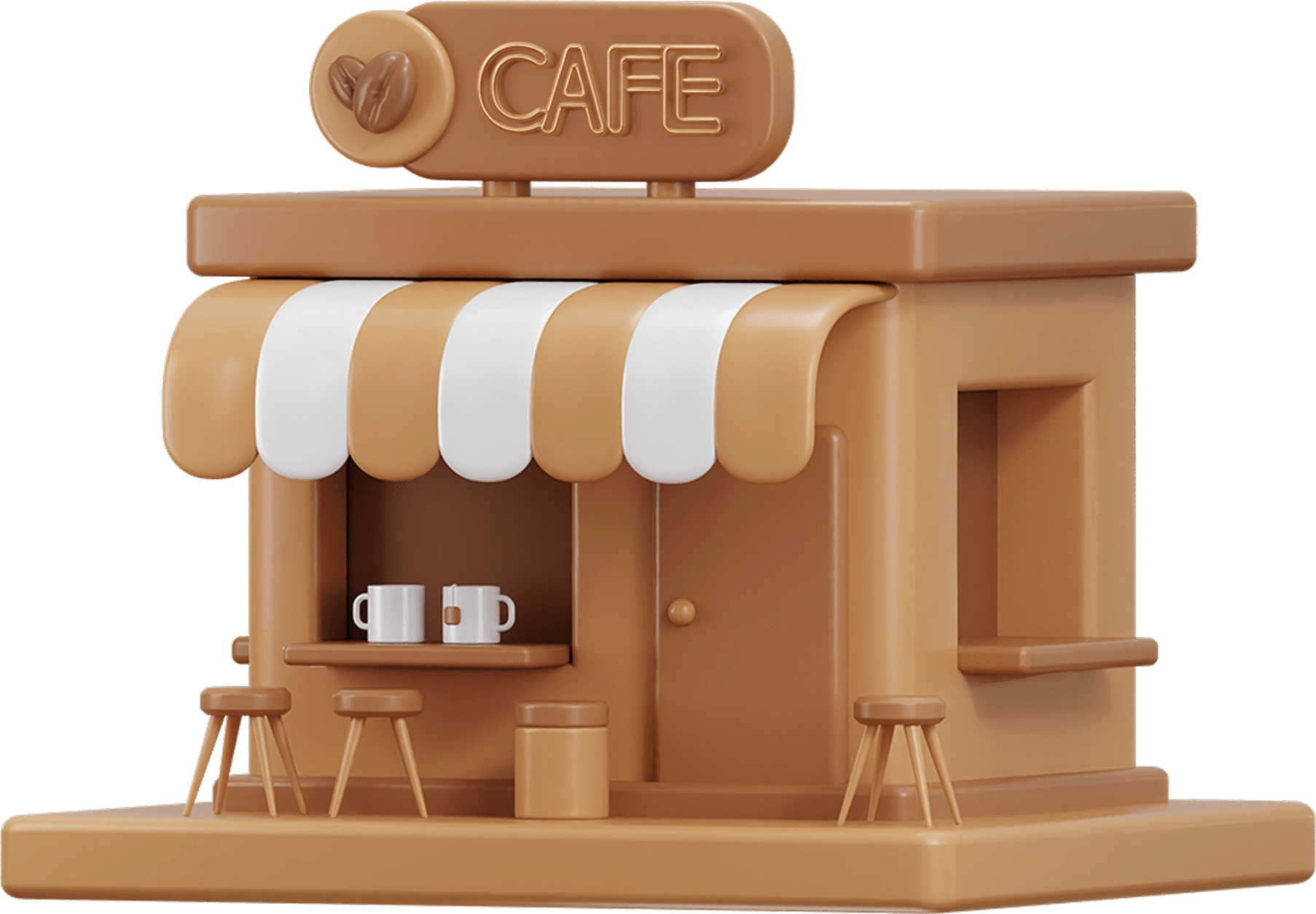 Restaurantes y Cafeterías 3D Illustration